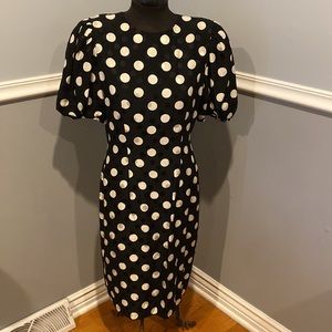 Vintage Adriana Papell polka dot silk dress